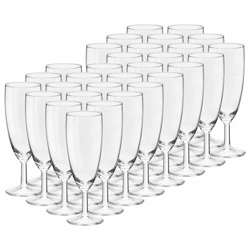Van Well Royalty Sektglas 30er Set, 0.1L geeicht, Ø 50 mm, H 160 mm, Sektflöte, Kelchglas, Champagner- und Prosecco-Glas, Partyglas, Gastronomie, Spülmaschinenfest