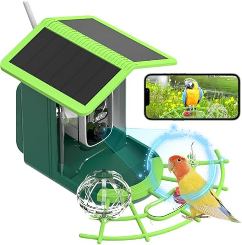 Vogelhaus mit Kamera Solar vogelhaus für den Außenbereich, 4K mini vogelhaus Kamera, Wetterfest IP65, KI-Tracking gegen Eichhörnchen, Kabelloses Geschenk zur Vogelbeobachtung Im