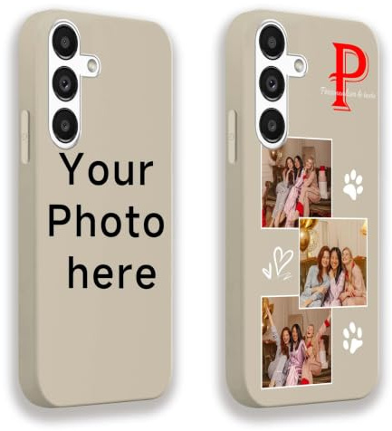DCPPCY Personalisierte Handyhülle mit Foto Text für Samsung Galaxy A14 4G/5G, Handyhülle Selbst Gestalten mit Mehreren Bild Text, TPU Stoßfest Hülle Personalisierte Foto Hüll für Familie