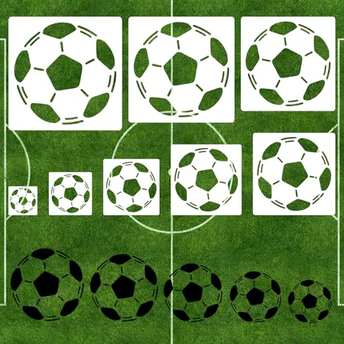 TONAUP Fußball Art Schablonen, 8 Stück Zeichenschablonen Wiederverwendbar Stencil Malschablonen DIY Schablonen Set für Wand Stoff Scrapbooking Fotoalbum DIY Geschenkkarten Holz Fliesen Leinwand