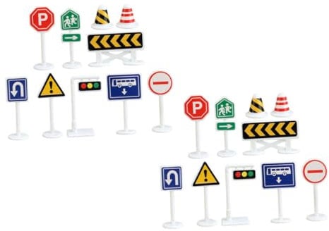 Toddmomy Lot de 20 Panneaux de Signalisation Miniatures Éducatifs pour Garçon et Filles Jouets de Sécurité Routière Modèles Réalistes Outil d'apprentissage et Noël