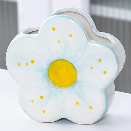 Busnos Pen Holder Pinselhalter Stifte Organizer Cute Stiftehalter Blau Blume Zimmer Deko Kawaii Stifteköcher Boho Style Aesthetic Schreibtisch Zubehör Geschenk für Frauen