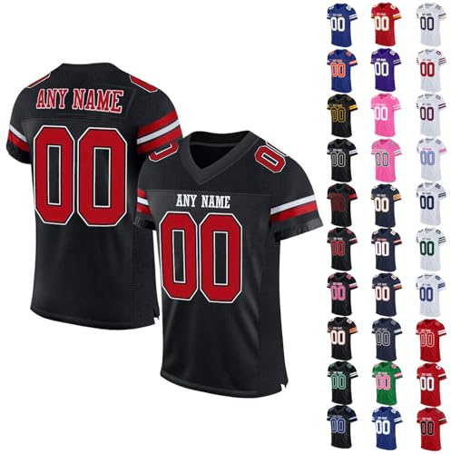 Personalised American Football Jersey Shirt for Children Adults Boys Girls Men Women, Custom Jersey with Name Nummer Logo (5)