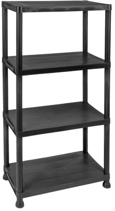 LANDXPERT 2X Kunststoffregal 4 Ebenen 61x31x131cm Schwarz Steckregal Lagerregal 100kg Tragkraft
