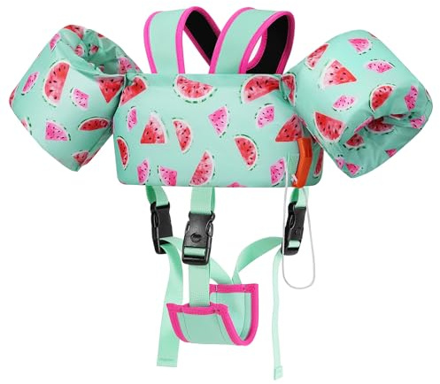 MoKo Kinder Schwimmflügel, Schwimmweste 9-23 kg, Minzgrün Wassermelone