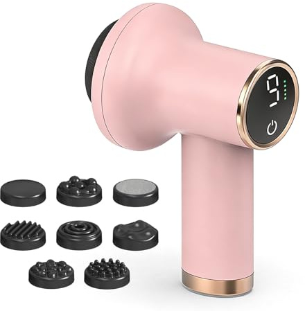 Elektrischer Anti-Cellulite-Massagegerät, mit 8 Aufsätzen und 9 Intensitätsstufen, Straffung und Formung der Haut, Linderung von Müdigkeit in Beinen, Nacken, Schultern, Rücken und Bauch (Rosa)