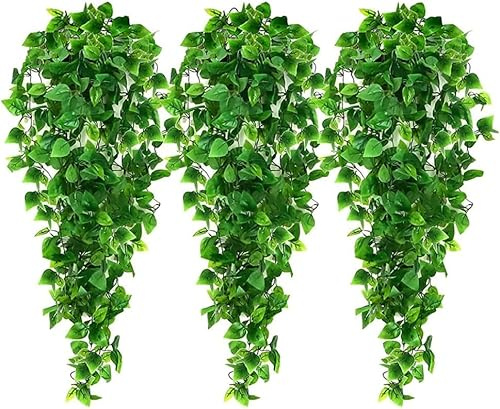 3 piante artificiali da appendere, piante rampicanti, edera, foglie, ghirlanda, per interni ed esterni, piante finte belle e professionali