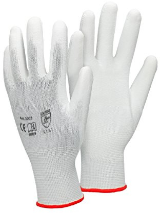 ECD Germany 12 Paar Arbeitshandschuhe mit PU-Beschichtung, Größe 8-M, Weiß, atmungsaktiv, rutschfest, robust, Mechanikerhandschuhe Montagehandschuhe Schutzhandschuhe Gartenhandschuhe Handschuhe
