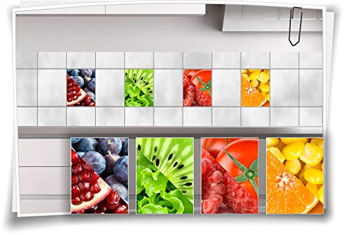 Medianlux Fliesenaufkleber Obst Gurke Salat Tomate Mais Aufkleber Fliesen Kachel Dekor Küche Bad WC, 10x15cm