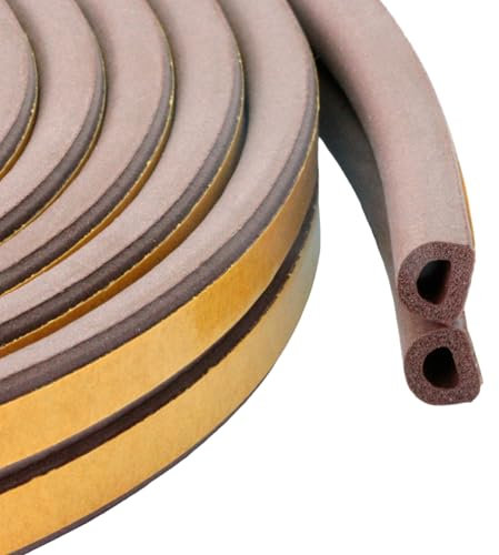 FENSTERDICHTUNG selbstklebend - Dichtband Türdichtung Gummidichtung Fensterdichtband Tür Fenster (50 m, D - Profil, Braun)