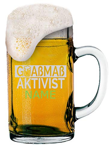 Goaßmaß Bierkrug 1 Liter mit Gravur von Logo + Namen Ihrer Wahl | individuell-gestalteter Goaßmaßkrug - MeinGlas (Motiv 02)