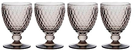 Villeroy & Boch – Boston Coloured Rotweingläser Smoke 4er Set, 310 ml, Farbige Weingläser mit Facettenmuster, Kristallglas für Rotwein, Spülmaschinengeeignet, Grau