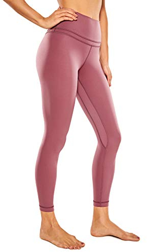 CRZ YOGA Damen Sport Leggings High Wasit Sporthose Yogahose Blickdicht Lange Yoga Leggins - Naked Feeling - 63cm Misty Merlot 40