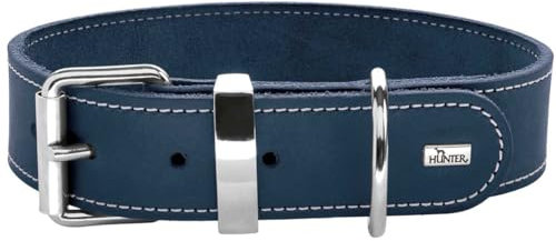 HUNTER AALBORG SPECIAL Hundehalsband, Leder, strapazierfähig, komfortabel, 45 (S), dunkelblau