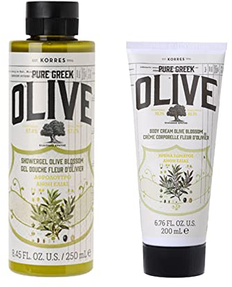 Korres Olive & Olive Blossom Körpermilch,1er Pack (1 x 200 ml) & Olive und Olive Blossom Duschgel, 1er Pack (1 x 250 ml)