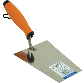 Toolty Stainless Steel Bucket Trowel - 160mm - Rubber Handle - for Scooping and Scraping: Mortar, Cement, Plaster - Masonry, Brickwork DIY - TLTY-1203T