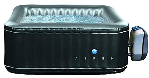 JUNG Aspen Whirlpool aufblasbar eckig, 4 Personen SPA Selbstaufblasend, beheizter Pool Outdoor & Indoor, 168x168cm, 110 Wellness Luftdüsen