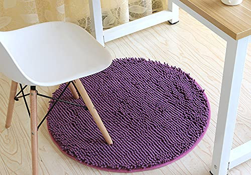 Badteppich Runder Chenille Rutschfester Saugfähiger Bodenmatte Schlafzimmer Wohnzimmer Teppich 80cm im Durchmesser lila
