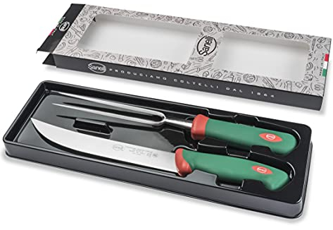 Sanelli Premana Professional, Confezione 2 pezzi BBQ, Acciaio Inox, Verde/Rosso