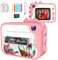 Ushining Cámara Instantánea para Niños, 1080P Cámara Digital para Niños con Pantalla de 2,4 Pulgadas Tarjeta Micro SD de 32 GB Papel de Impresión de 3 Rollos, Regalo para Niños de 3 a 12 Años (Rosa)