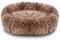 Pawamore Stress Relief Anxiety Pet Calming Comfort Round Noodle Donut Cushion Nest Cat Dog Bed with Warm Soft Plush Cover (Large | 70cm Diameter, Neutral Brown)