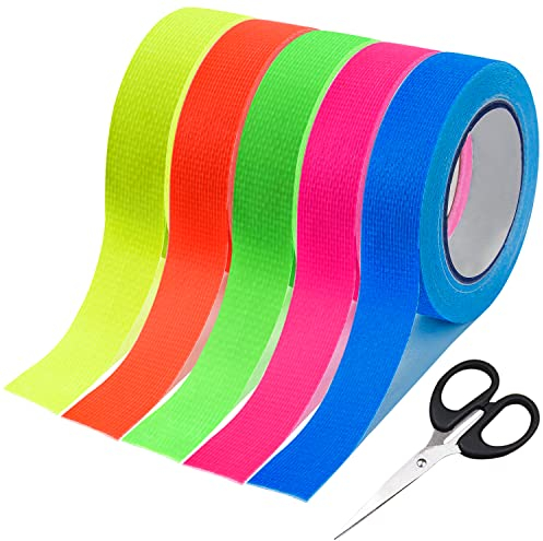 VAIAV 15 Rollen Neon Klebeband, 5mm*20m UV Schwarzlicht Fluoreszierendes Klebeband, Neon Tape, Fluorescent Tape für Parteien Kunst Handwerk Dekorationen (5 Farben)