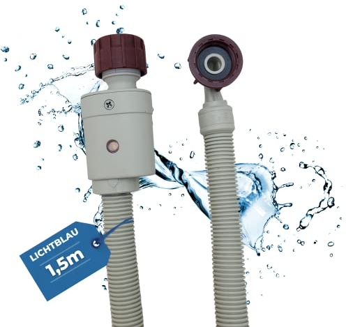 Lichtblau Aquastop Schlauch 2980 I 1,5m I Waschmaschine Geschirrspüler I 3/4 Zoll Winkel/Gerade inkl. Sicherheitsventil und Schmutzsieb I Zulaufschlauch Tischgeschirrspüler