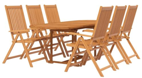vidaXL Gartenmöbel Set 7-TLG. Gartengarnitur Sitzgruppe Gartenset Sitzgarnitur Gartentisch Esstisch Tisch Stühle Massivholz Akazie