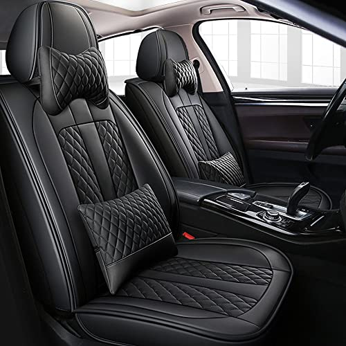 Tuqiang Autositzbezüge Für Skoda Octavia 1998-2019 Luxus 5 Sitze PU-Leder sitzbezüge,Schwarz