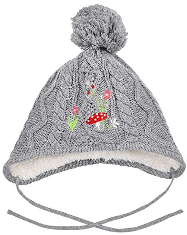 BONDI Strickmütze ´Pilz´, grey-melange 45 Tracht Baby Mädchen Artikel-Nr.86682
