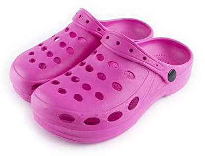 Clogs Classic,Zuecos de Mujer,EVA,Impermeable,Zuecos para Trabajo,sanidad,Cocina,Piscina,Playa..etc (Rosa, 36)