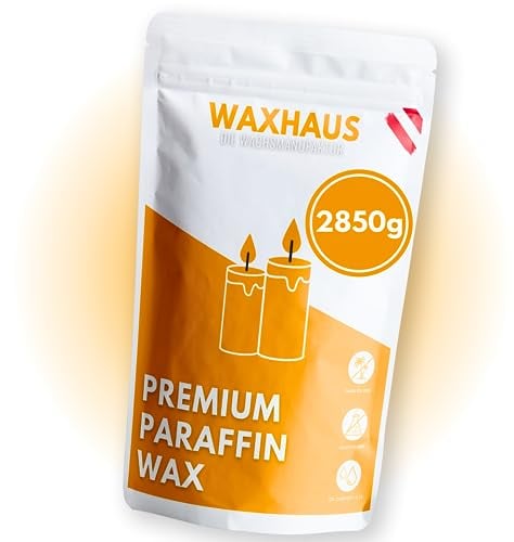WAXHAUS Kerzenwachs [2.85kg | WEIßES Paraffinwachs für Kerzen] Made in EU! Kerzenwachs zum Gießen & als Kerzensand und Herstellen von DIY Kerzen - Wachs für Kerzen, Kerzen Wachs f. Schmelzlicht…