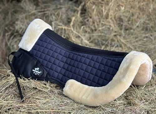 TGW RIDING Faux Fur/Sheepskin Horse Half Pads (Midnight Blue)