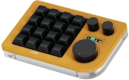 KEEBMONKEY Megalodon Dreifach-Knopf-Makro-Pad, programmierbare Designer-Mini-Tastatur, 16 Tasten, Gelb