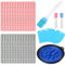 Backmatte Hundekekse Silikon Backmatte 260 Raster 5-in-1 BPA-freie Backmatte für selbstgemachte Hundekekse und Leckerlis (rosa und grau 9-teiliges Set)
