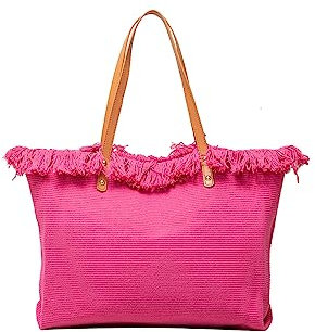 CORIOS Sac à Main Femmes Grande Capacité Sac de Plage Sacs Portés Épaule en Toile Occasionnel Sac Fourre Bohème Sacs Cabas Leicht Sac D'épaule avec Glands Sac Hobo pour Voyage Plage Vacances Rose