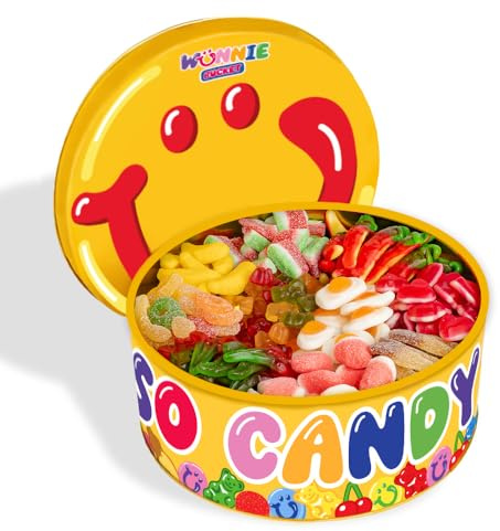 Wunnie Bucket by American Uncle - Latta di caramelle gommose miste da 3 kg, caramelle compleanno bambini, ideali per feste, regalo originale compleanno