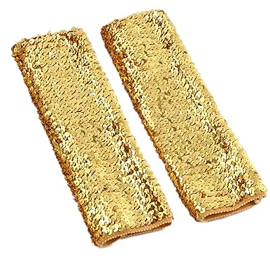 Fingerlose Pailletten Handschuhe,Halbfingerhandschuhe mit Pailletten,Arm Warmers Long Stulpen Handschuhe,für Maskeradepartys Halloween Cosplay Accessoires Opernaufführungen,Gold,9×21cm