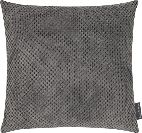 MAGMA Comodo Kissenbezug 40x40 cm - Mittelgrau,- samtig weich kuschelig Cord Look, rechteckiger Kissenbezug, für Wohnzimmer, Schlafzimmer, Büro und Gästezimmer Waschbar