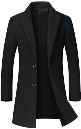 ECDAHICC Wintermantel Herren Mantel Lang Slim Fit Herrenmantel Winter Warm Business Mantel Herren Wolle Wollmantel