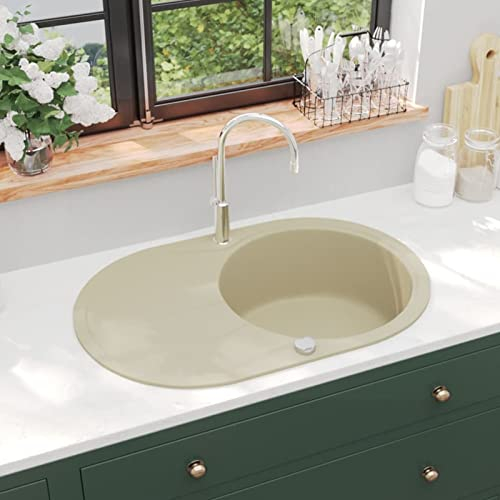 Camerina Granitspüle Einzelbecken SpüLbecken KüChe EinbauspüLe Becken EinbauspüLe Oval Beige