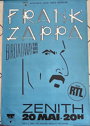 Générique Frank Zappa - Poster da concerto originale, 80 x 120 cm, 1988 Broadway The Hard Way
