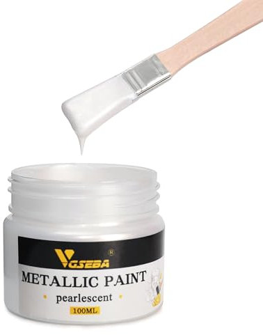 VGSEBA Vernice Acrilica Argento Cristallino Metallico, Non Tossica, Non Sbiadisce, 100ml Vernice Argento Cristallino per Arte, Pittura, Artigianato, Ideale per Tela Legno Argilla Tessuto Ceramica Forn