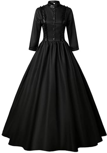 Victorian Dress Women Medieval Gothic Dresses Vintage Renaissance Dress Retro Long Sleeve Maxi Party Dress Gothic Punk Halloween Costumes Club Cocktail Ball Gowns Goth Fancy Dress UK Sale Clearance
