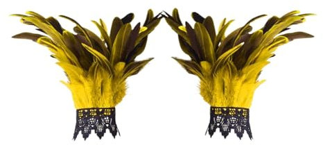 Feder dekorative Handschuhe Karneval Party Kostüm Zubehör Maskerade Show Frauen Handschuhe, gelb, Einheitsgröße