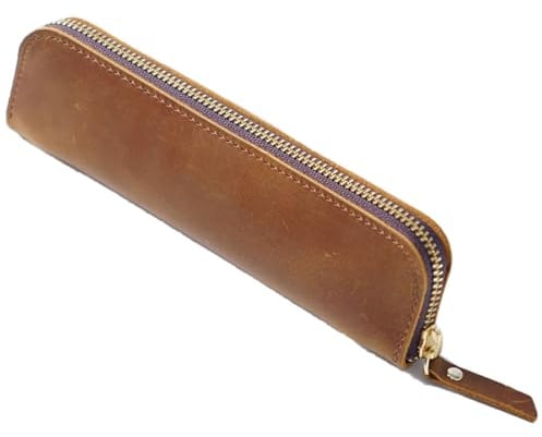 Srcasy Retro Stiftemäppchen Mit 4 Stift-Schlaufen Und Reißverschluss | Lederetui Stiftetui Für Füllfederhalter, Schmales Stifteetui Tragbar, Für Studenten, Geschäftsleute, Erwachsene, Künstler