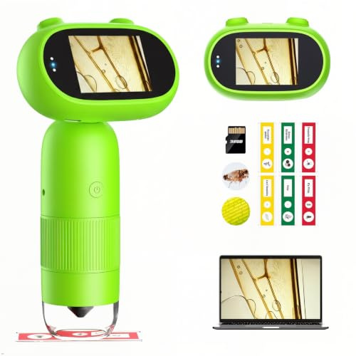 Digital Microscope for Kids with 2.0 IPS Screen | Handheld Microscope for Kids,Support Capture Photo & Video Record,Science Edu Gift for Children Birthday Ages 3-12