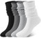 HAGOT 4 Paare Kniestrümpfe Damen Slouch Socke, Stulpen Socken, Lange Socken, Baumwolle Beinwärmer, Beinstulpen Slouchy Socks, EU35-39