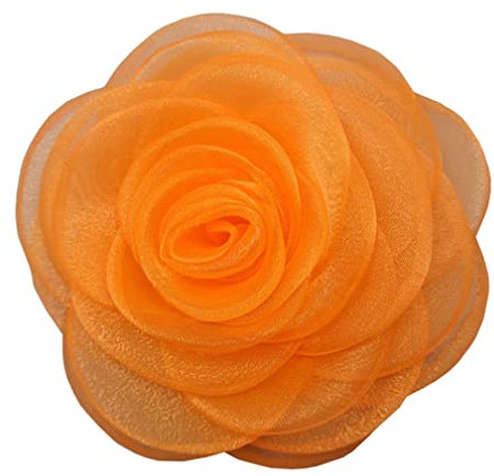Kabelife Damen Rose Broschen Ansteckblume Blume Corsage Blume Haarspange Haarklammer Haarclip Haarschmuck für Hochzeit Bankett Party 10CM (Orange)