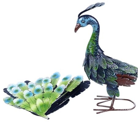 Jerliflyer Metal Peacock Statue Realistische schöne Ornament für Gartendekoration im Freien